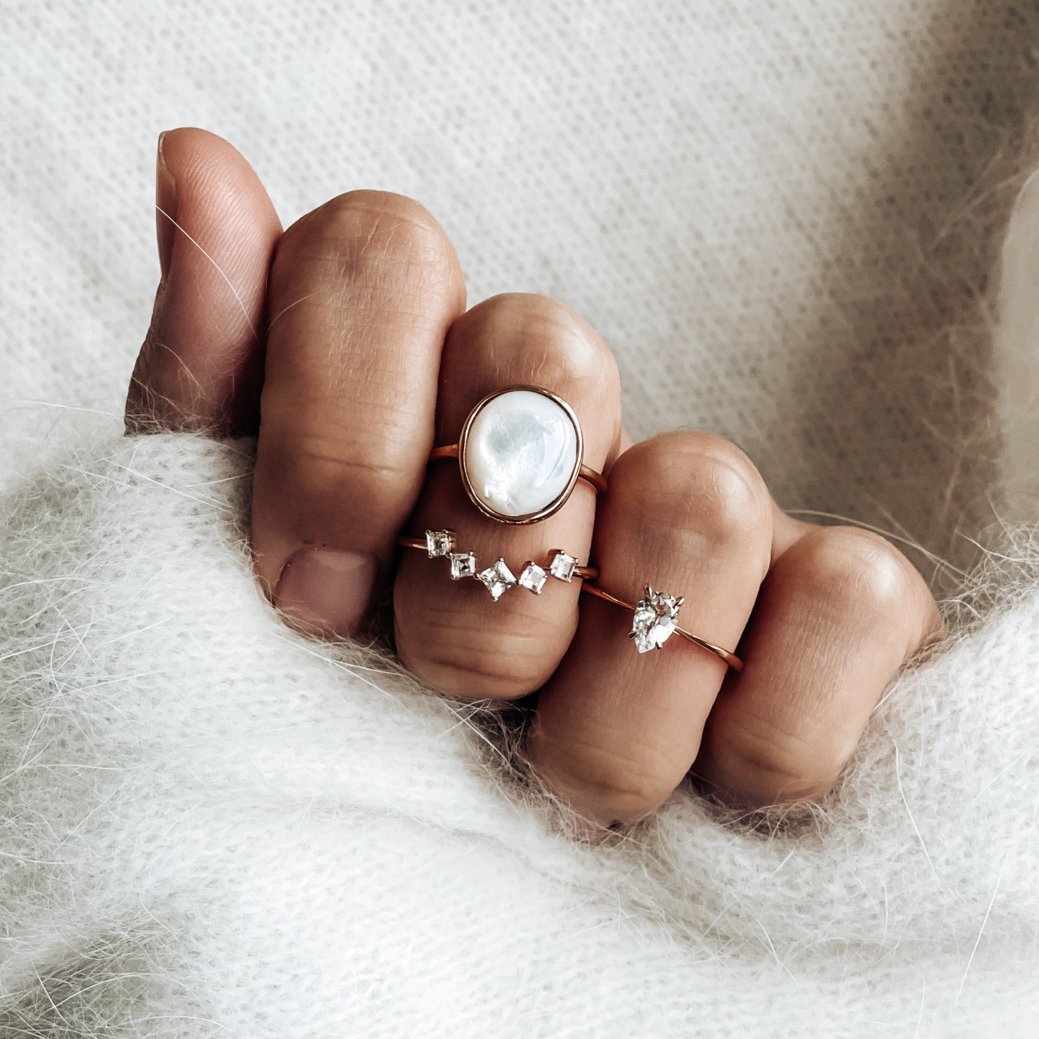 Mother of Pearl Ring - Margit | Linjer Jewelry