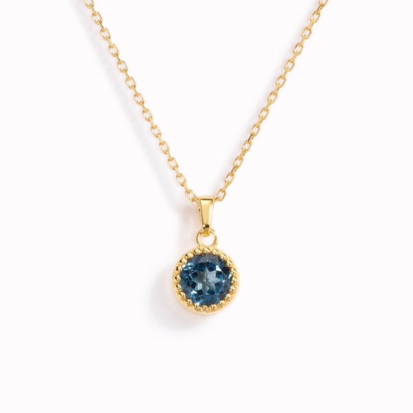 September Birthstone Necklace - London Blue Topaz | Linjer Jewelry