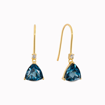Trillion Cut Earrings London Blue Topaz - Tuva | Linjer Jewelry