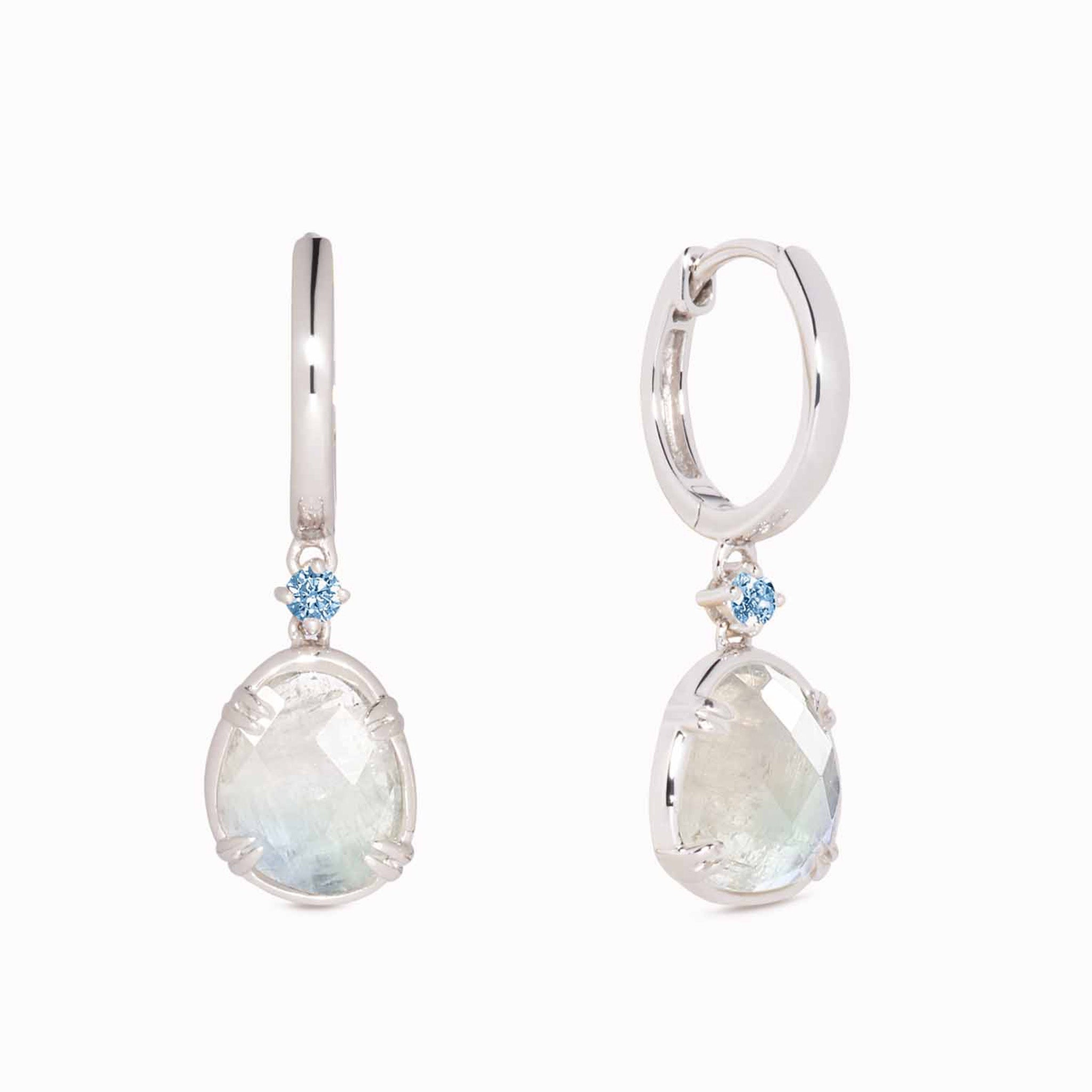 Rose Cut Labradorite & Moonstone Earrings - Gem & Tonik