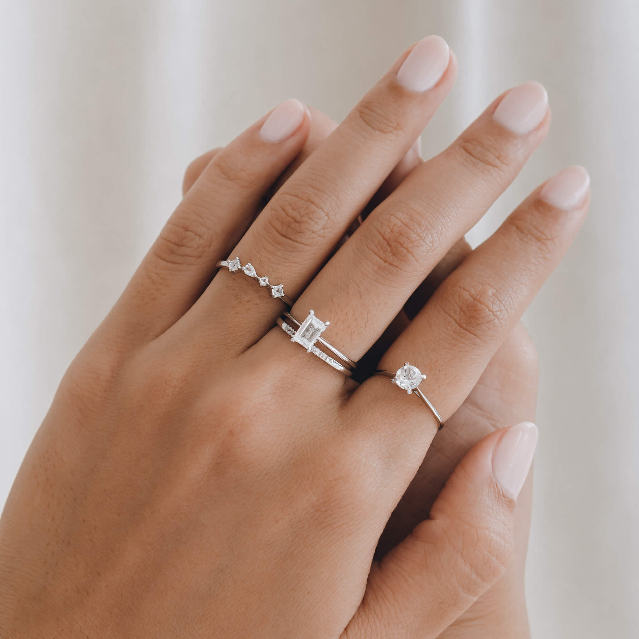 Baguette Ring White Topaz Silver - Charlotte | Linjer Jewelry